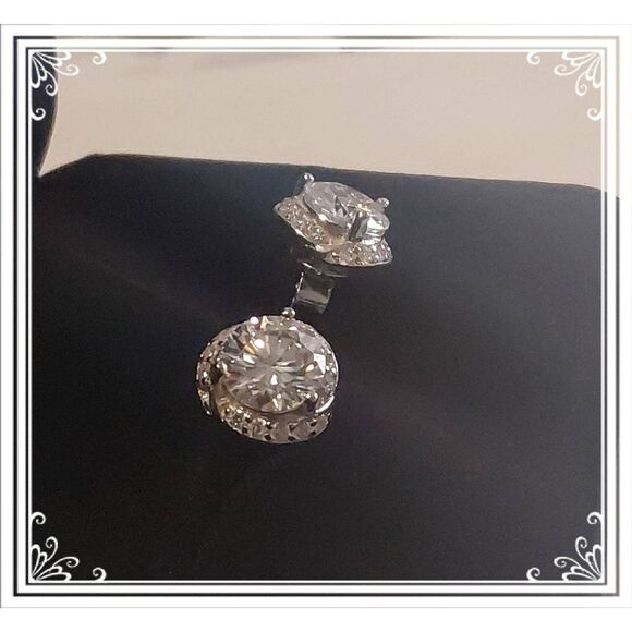 CERTIFIED Genuine Moissanite Diamond 2Ct. Round & Channel Wrap Stud Earrings - Picture 2 of 8